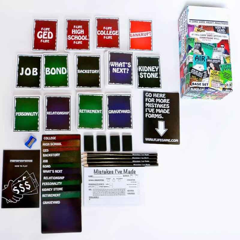 A Game About Adulthood – Darkly Humorous Party Card Game for Adults, Life Simulation, Wealth Building, Retirement & Graveyard Revenge