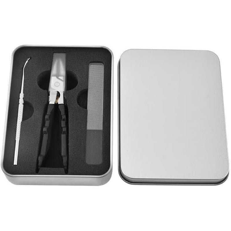 Black Anti-Slip Grip Gear Lock Nail Clipper Set with Ultra-Sharp Tips for Precise Access to Nail Grooves