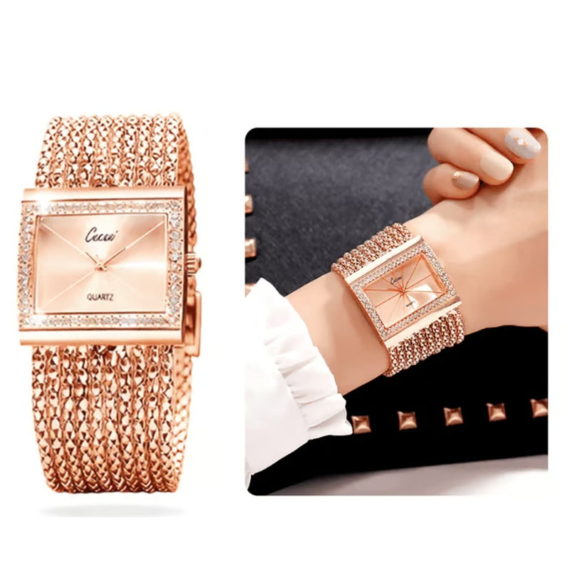 🎄🎁Christmas Special Offer: 50% OFF💥Ladies Rhinestone Quartz Square Watch