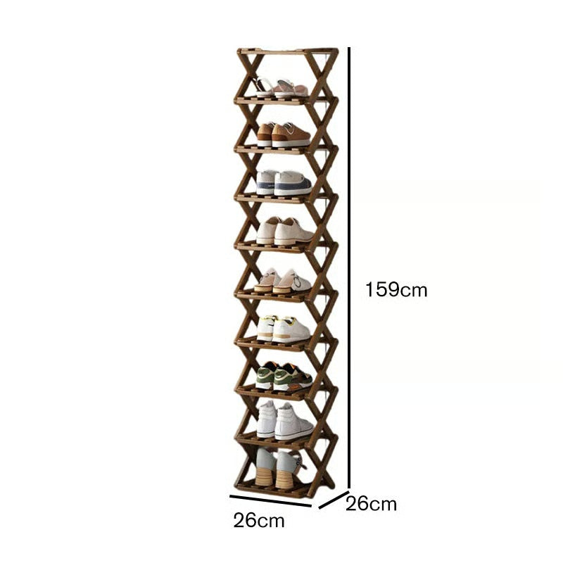 Durable Foldable Bamboo Shoe Rack