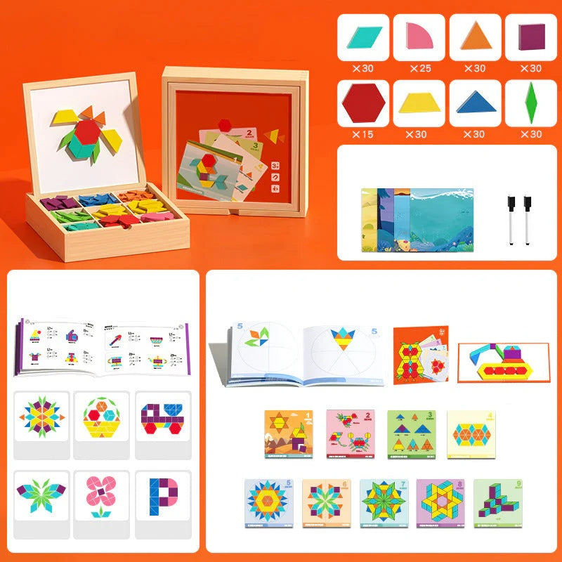 🎁Early Christmas Sale 50% OFF🔥Wooden Magnetic Pattern Block Puzzle Set🧩
