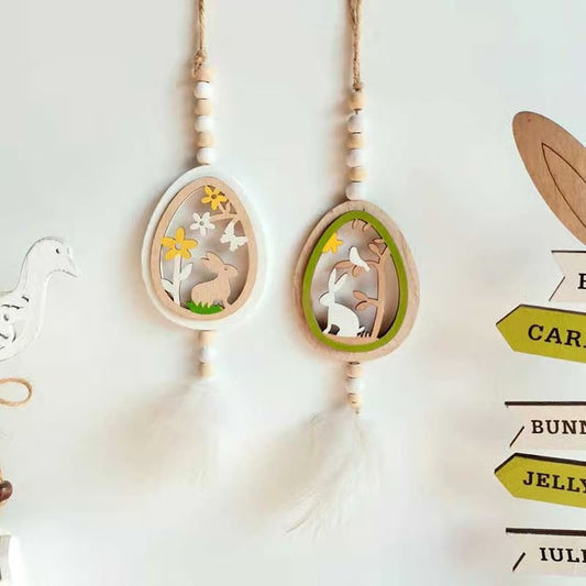 Easter Egg Feather Pendant