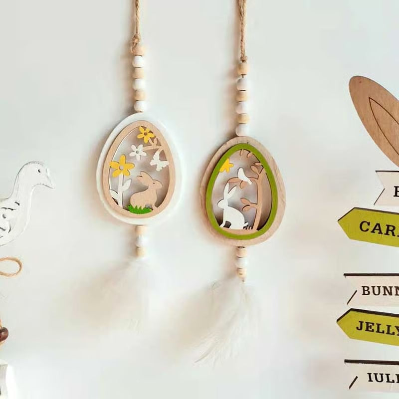 Easter Egg Feather Pendant