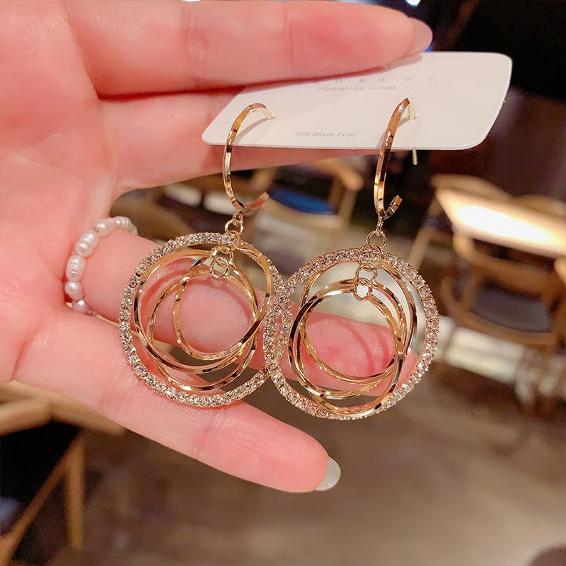 🎁Geometric multi-layered circle flower earrings