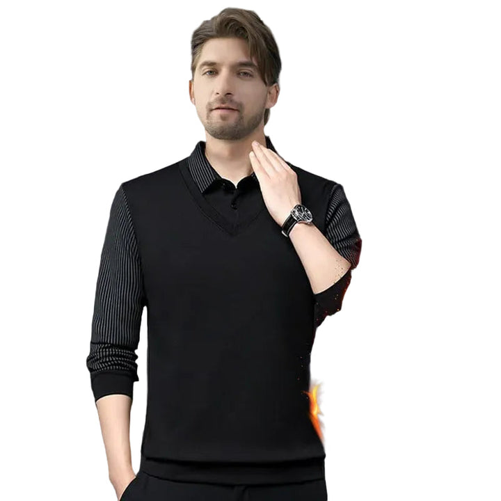 🔥Hot Sale-49% OFF🔥Men's Lapel Faux Two-Piece Knitted Shirt