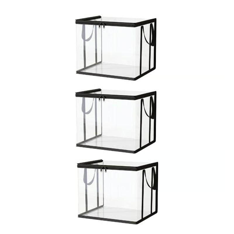 Large Clear Thick Plastic Storage Box with Hinged Lid