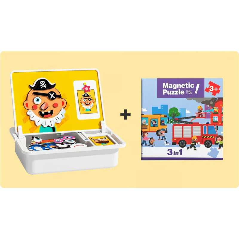 Magnetic Puzzles Face Dress Up Travel Game Double Side Preschool Educational Learning Toy for Kids