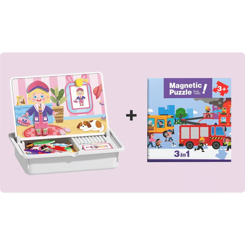 Magnetic Puzzles Face Dress Up Travel Game Double Side Preschool Educational Learning Toy for Kids