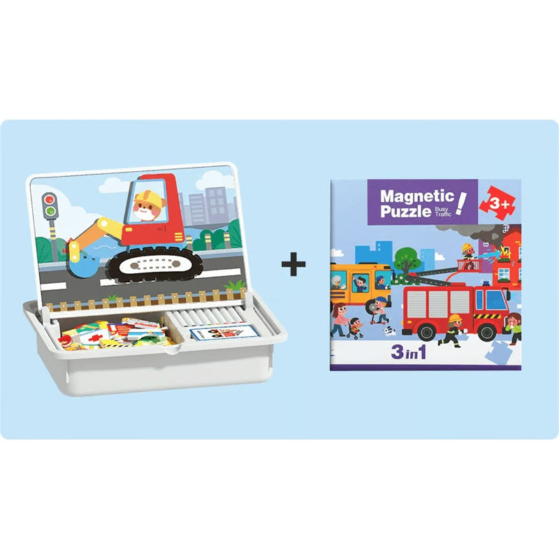 Magnetic Puzzles Face Dress Up Travel Game Double Side Preschool Educational Learning Toy for Kids