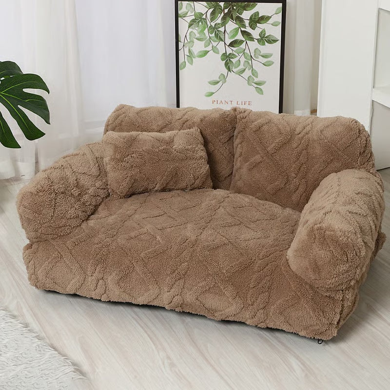 💎 Plush Calming Pet Sofa Bed – Raised Rim, Removable Cover & Non-Slip Bottom for Cats & Dogs 🛋️🐾