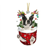 RED Goldendoodle In Snow Pocket Ornament